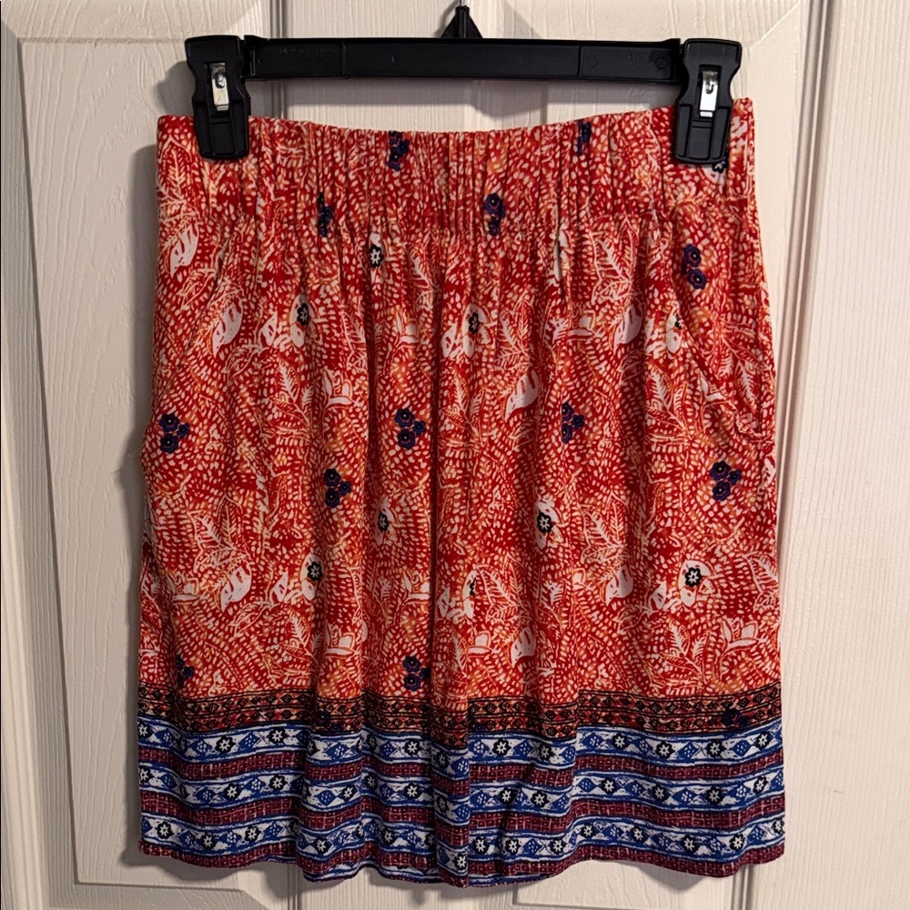 🌵CAbi Red and Blue Patterned Mini Skirt